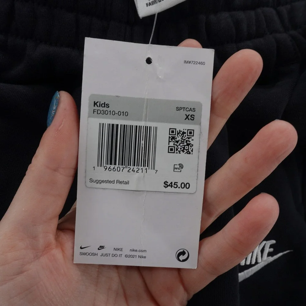 Nike Kids‎ Sportswear Club Fleece Joggers Black Sweatpants Youth Size Small